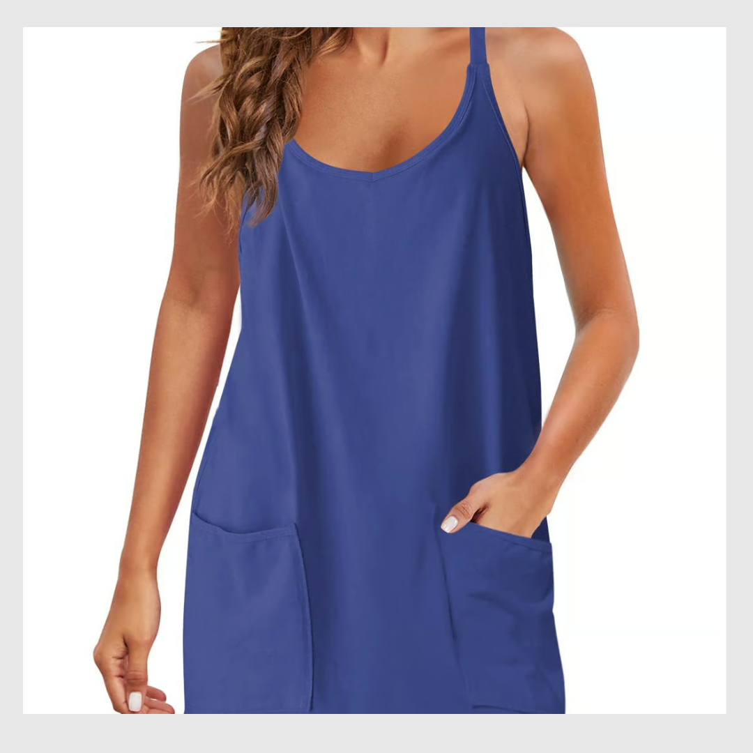 Women's Summer Mini Dress with Built-in Bra and Shorts