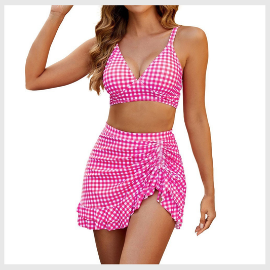 Two-Piece High-Waisted Halter V-Neck Bikini Set