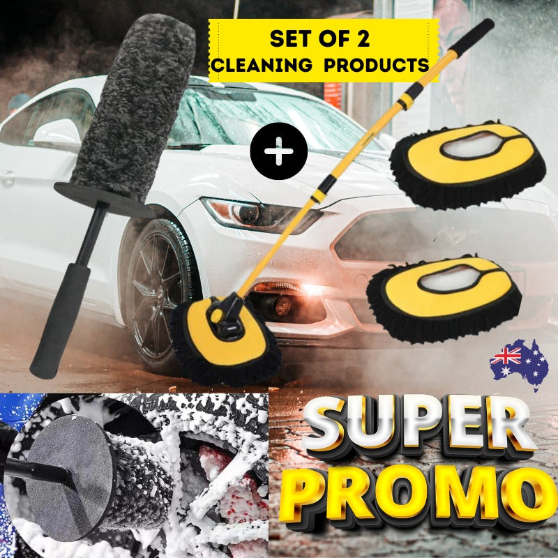 Telescopic long-handled car washing brush