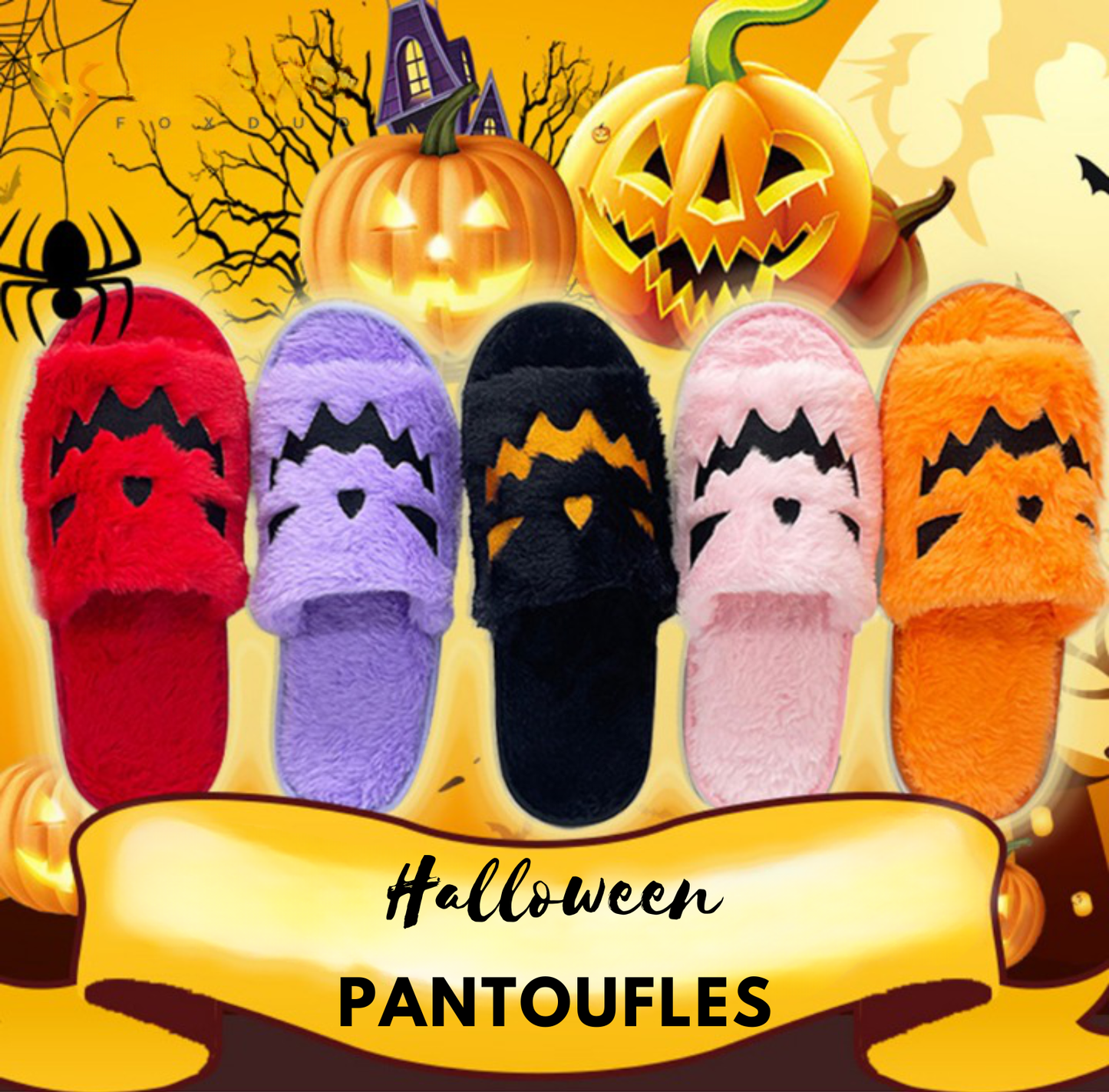 Halloween Pumpkin-Shaped Slippers